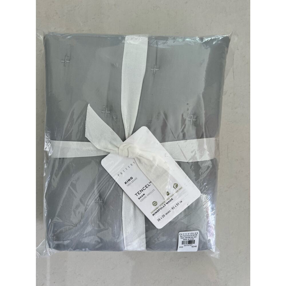 Pottery Barn Gray Tencel King Pillow Sham NWT - Picture 4 of 6